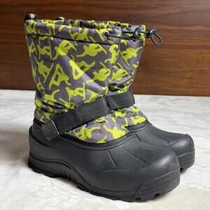 Northside Youth Thinsulate Winter Boot Nylon Faux Fur Lining Black Green US Sz 6